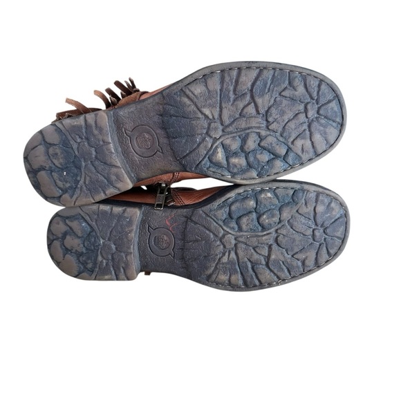 BORN Perl Brown Leather Ankle Boots Suede Tassel Western Boho Coastal Cowgirl 6 - Picture 7 of 12